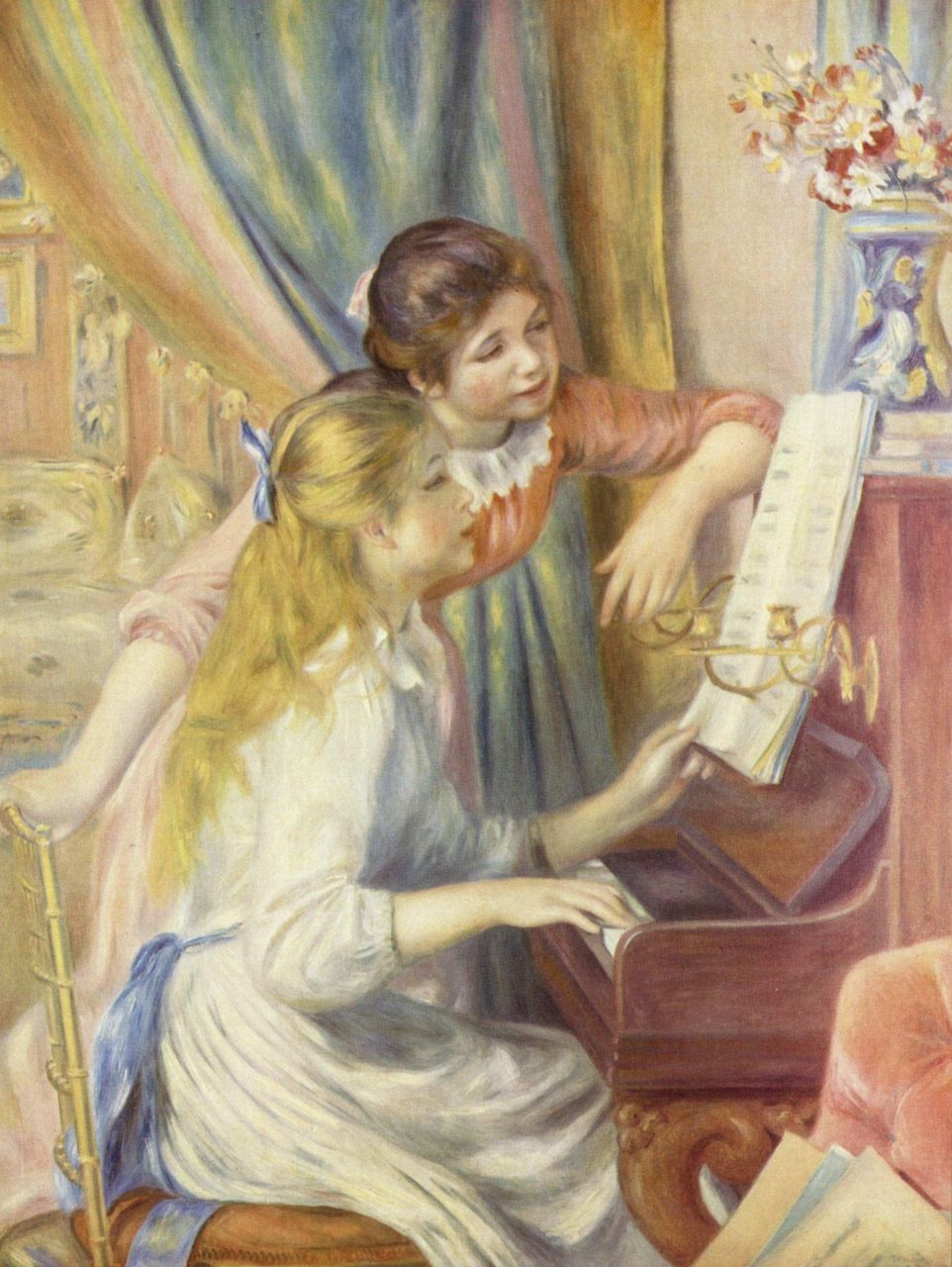 Две девушки у фортепиано.