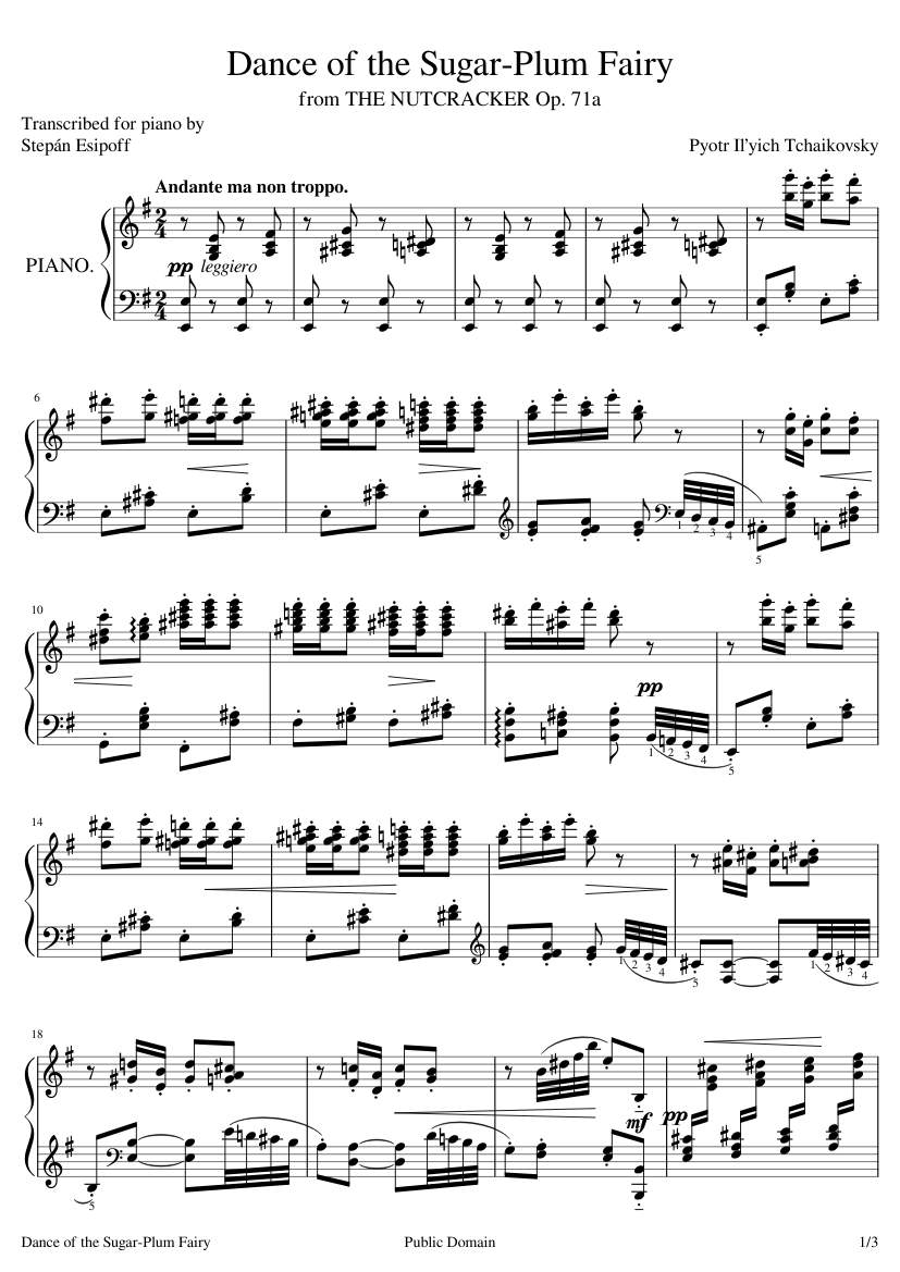 Tchaikovsky  I The Nutcracker Christmas  Piano Sheet music notes book by P 